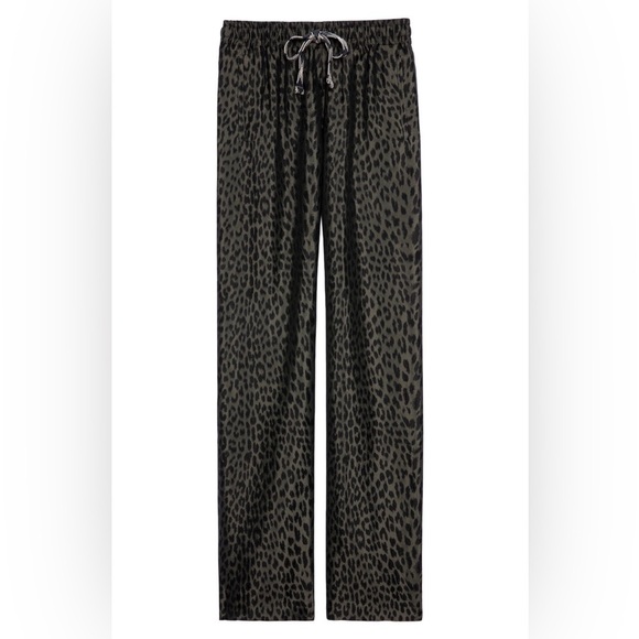 Zadig and Voltaire Pants Green Pomy Leopard Print Pants Size 4 Pull On Style - Picture 11 of 11